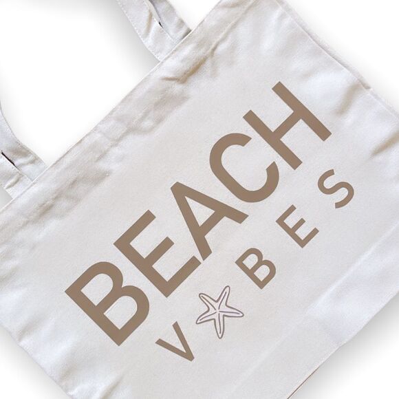 NWT Wool + Pepper Co. BEACH VIBES canvas Cotton Tote Bag - Picture 4 of 4